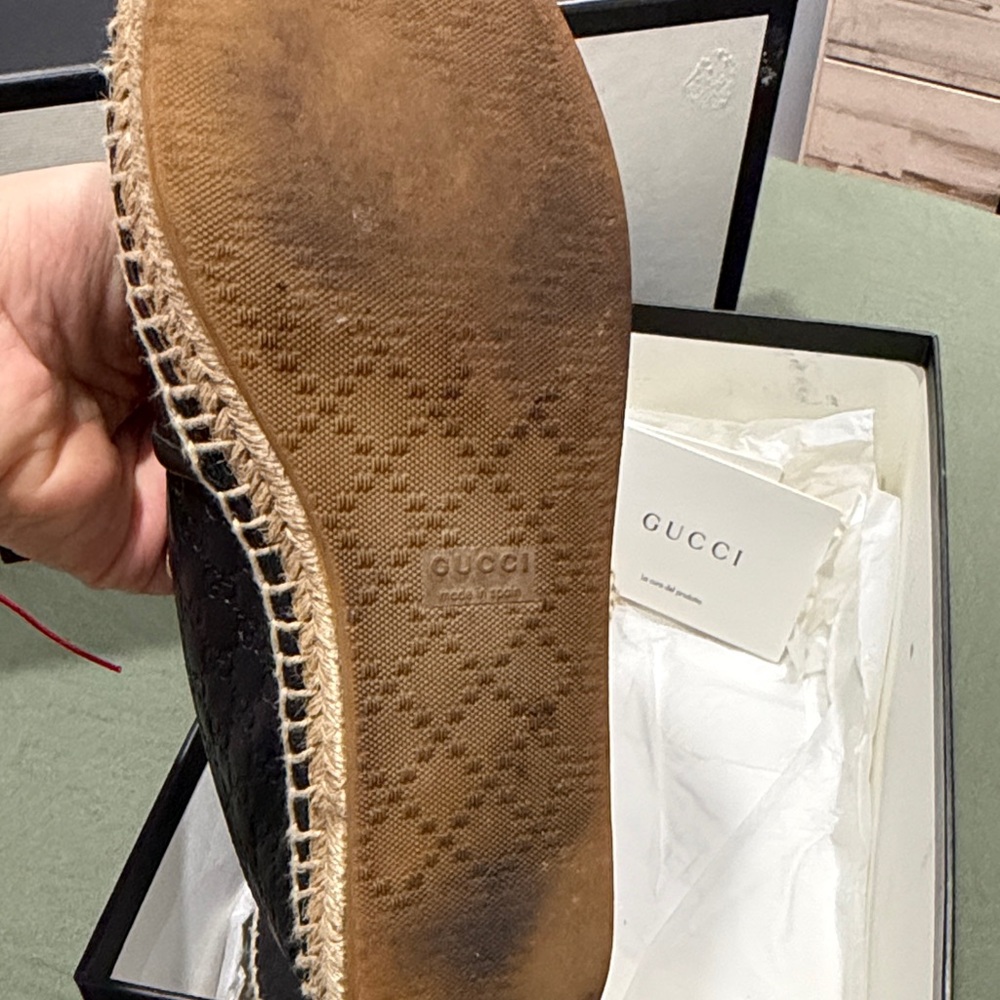Gucci Black Embossed Leather Espadrilles - Picture 4 of 6
